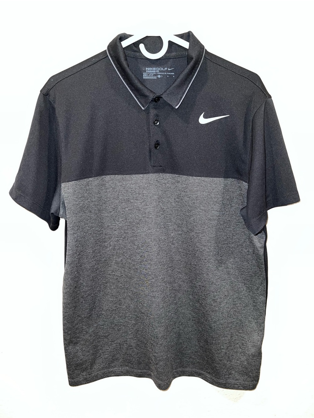 Nike Golf Dri-FIT Victory Colorblock Polo Shirt Black Gray Men's Large.